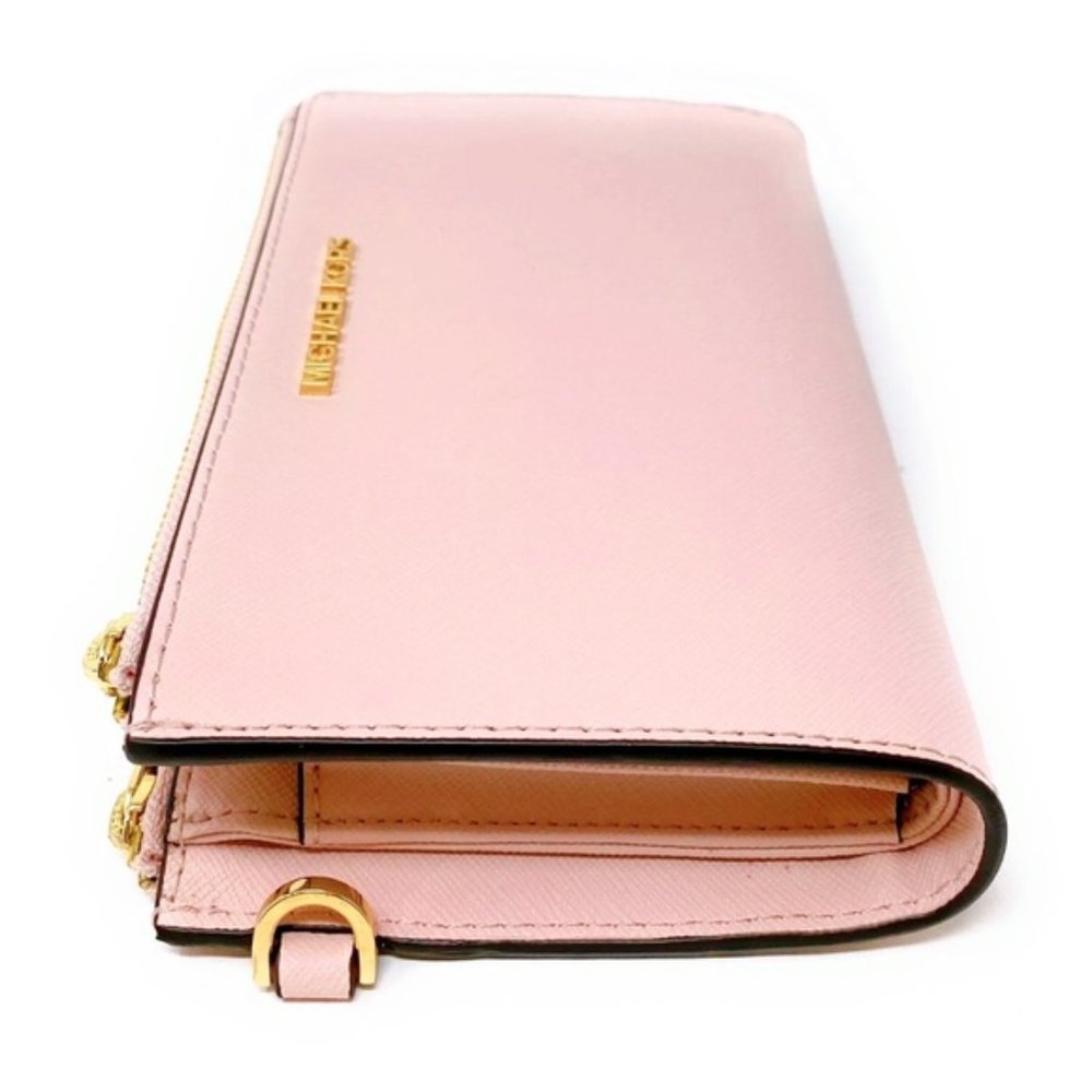 MICHAEL KORS LG Jet Set Double Zip Pink Wristlet - Picture 5 of 11